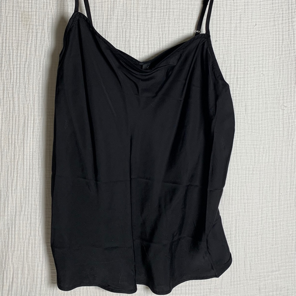 Anthropologie black silky cami tank blouse sz Medium classic staple piece